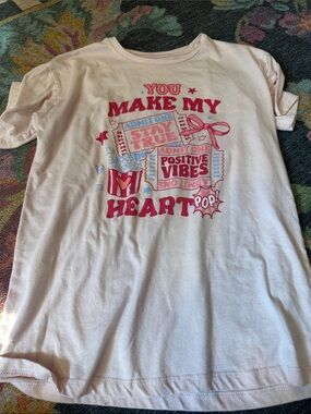 wonder nation Light Pink Graphic Tee with Red and Light Blue Print